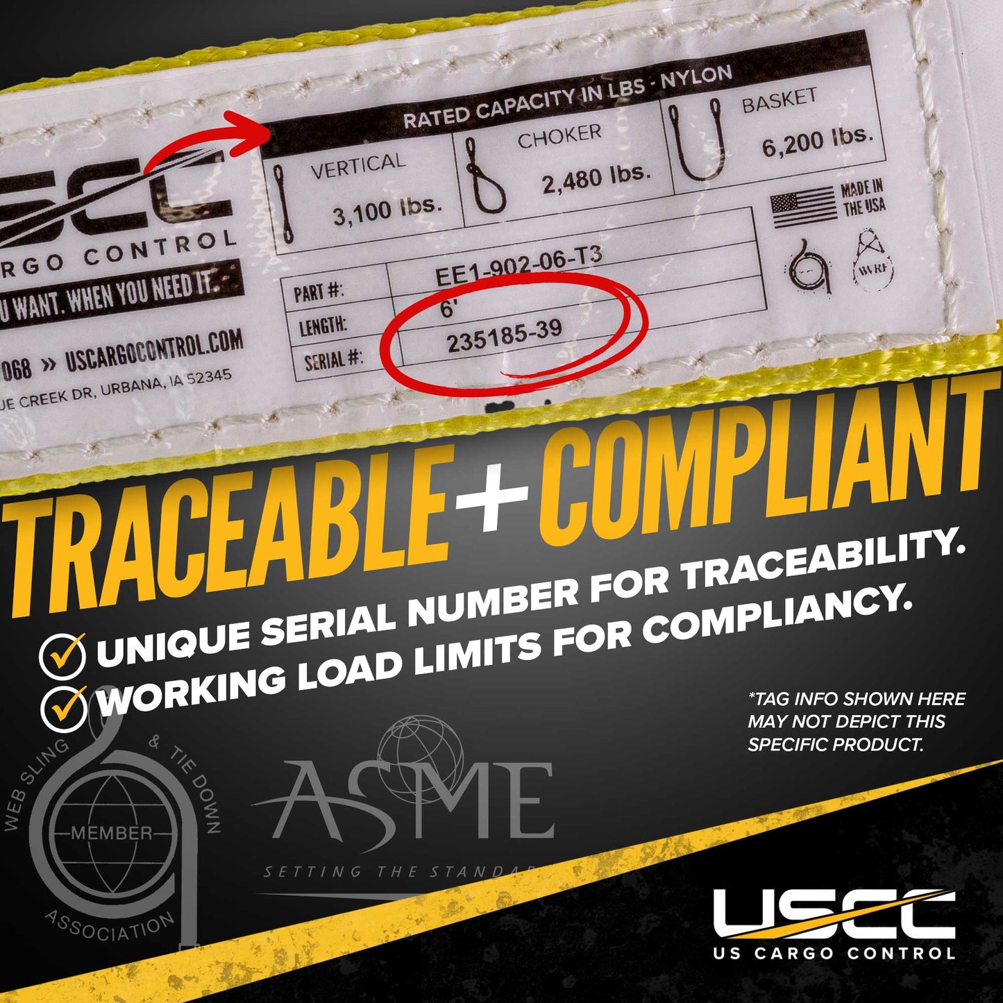 nylon lifting slings are tagged to meet ASME standards