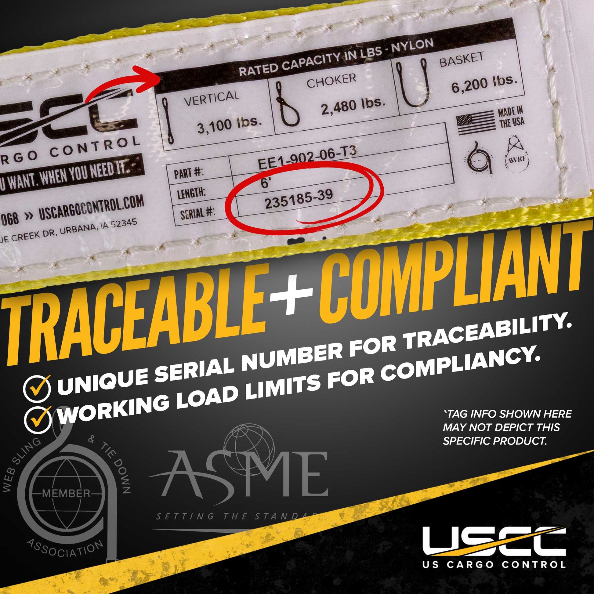 nylon lifting slings are tagged to meet ASME standards