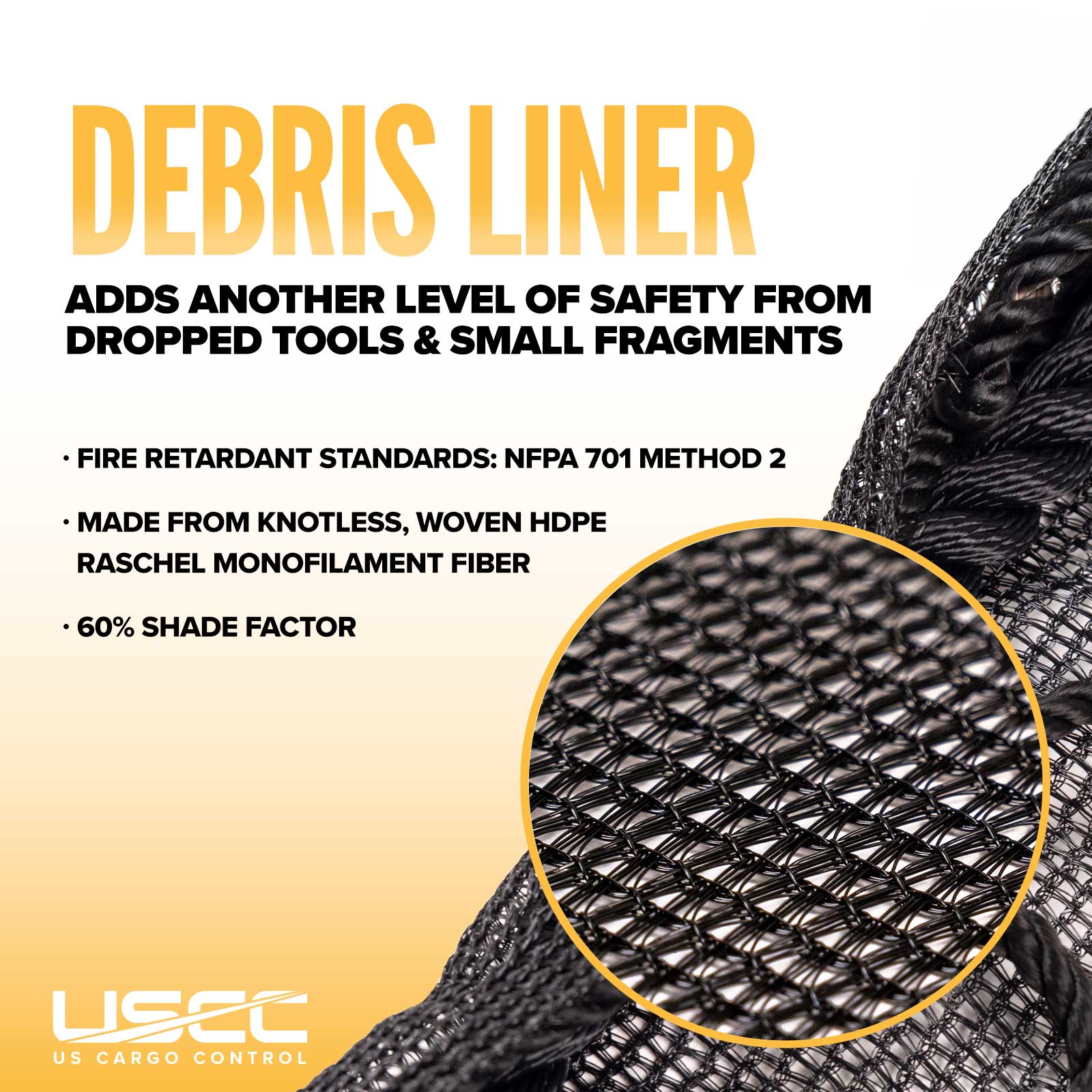 debris liner net for tools and small fragments