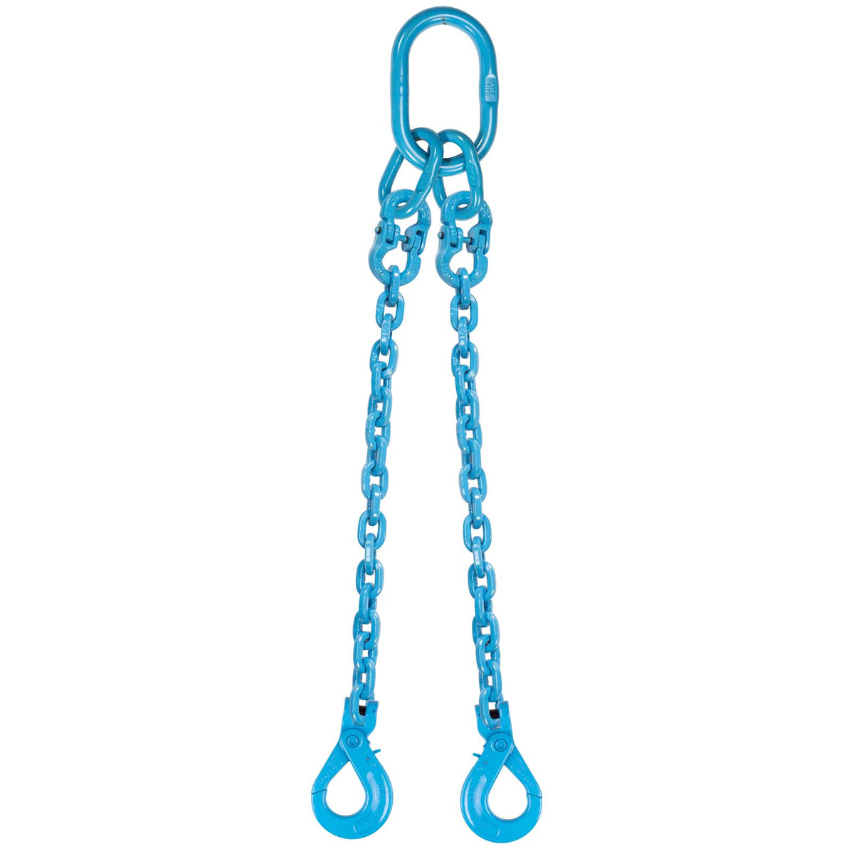 38 inch x 4 foot Pewag 2 Leg Chain Sling w SelfLocking Hooks Grade 120