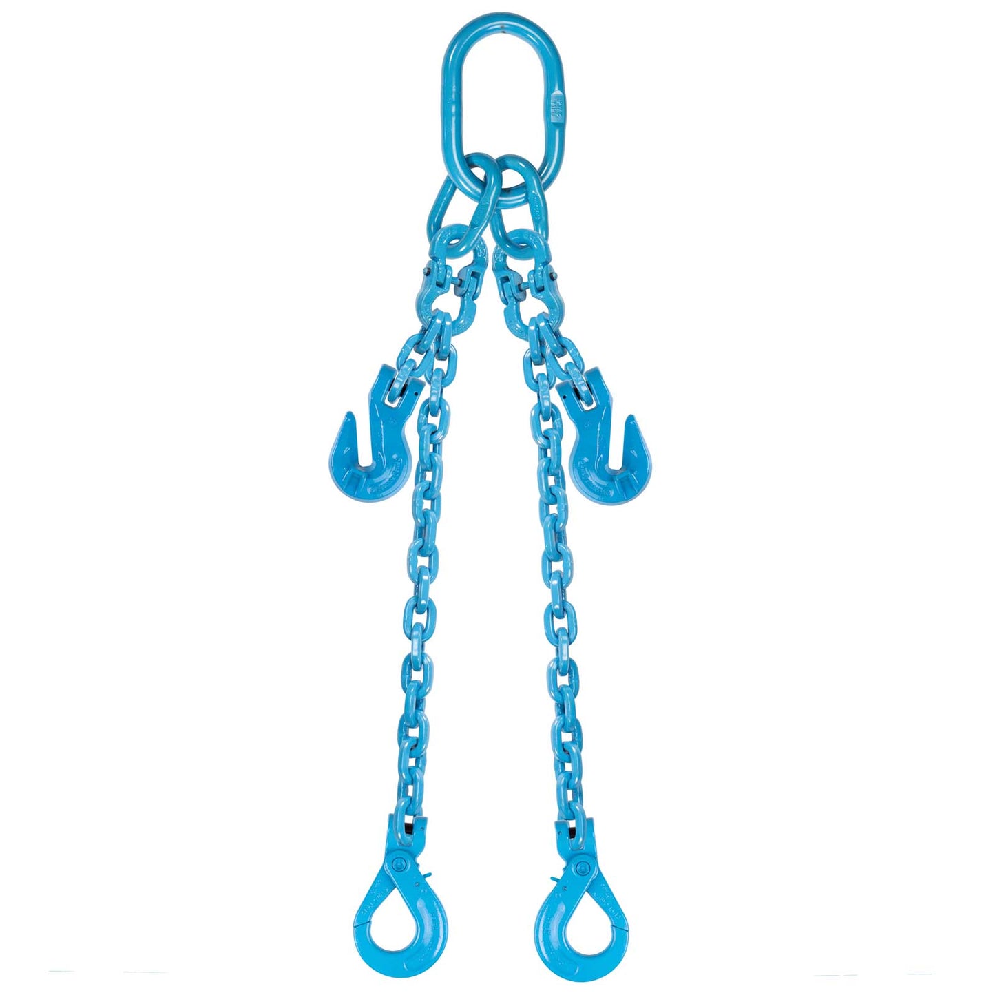 38 inch x 20 foot Pewag Adjustable 2 Leg Chain Sling w SelfLocking Hooks Grade 120