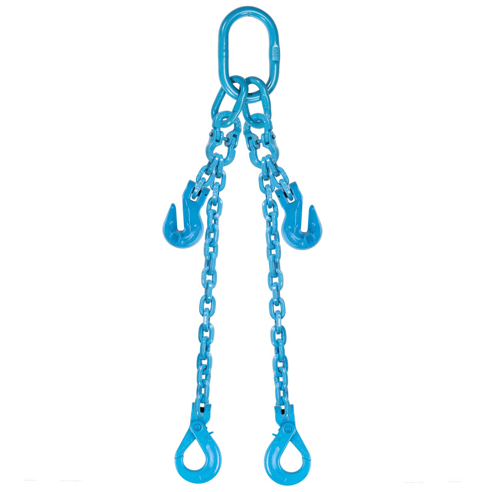 38 inch x 20 foot Pewag Adjustable 2 Leg Chain Sling w SelfLocking Hooks Grade 120