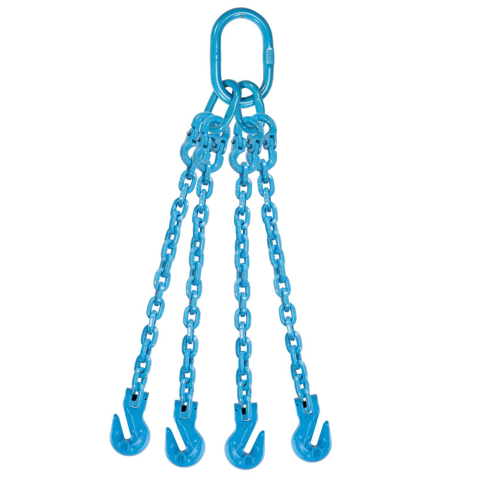 3/8" x 12' - Pewag 4 Leg Chain Sling w/ Grab Hooks - Grade 120