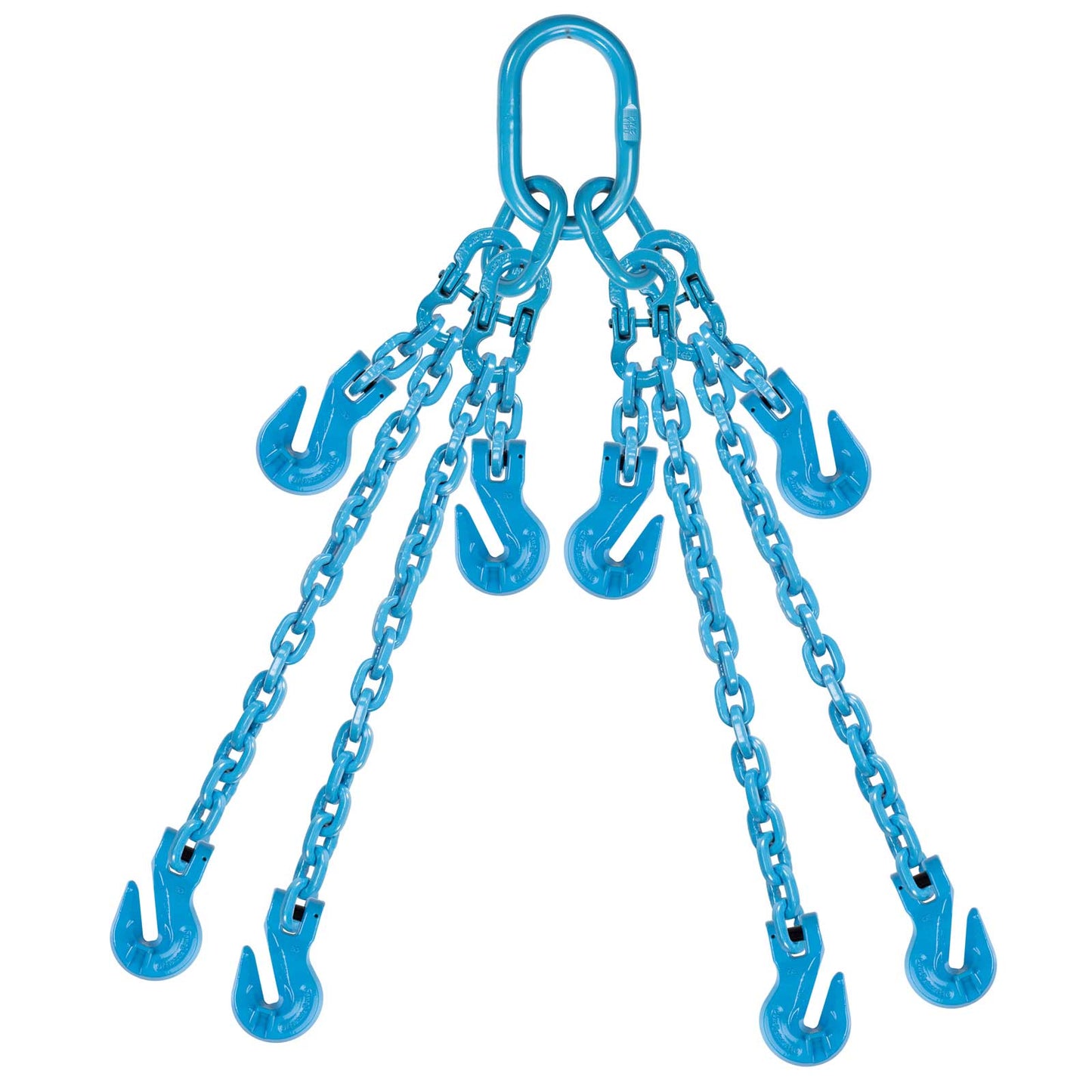 3/8" x 15' - Pewag  Adjustable 4 Leg Chain Sling w/ Grab Hooks - Grade 120