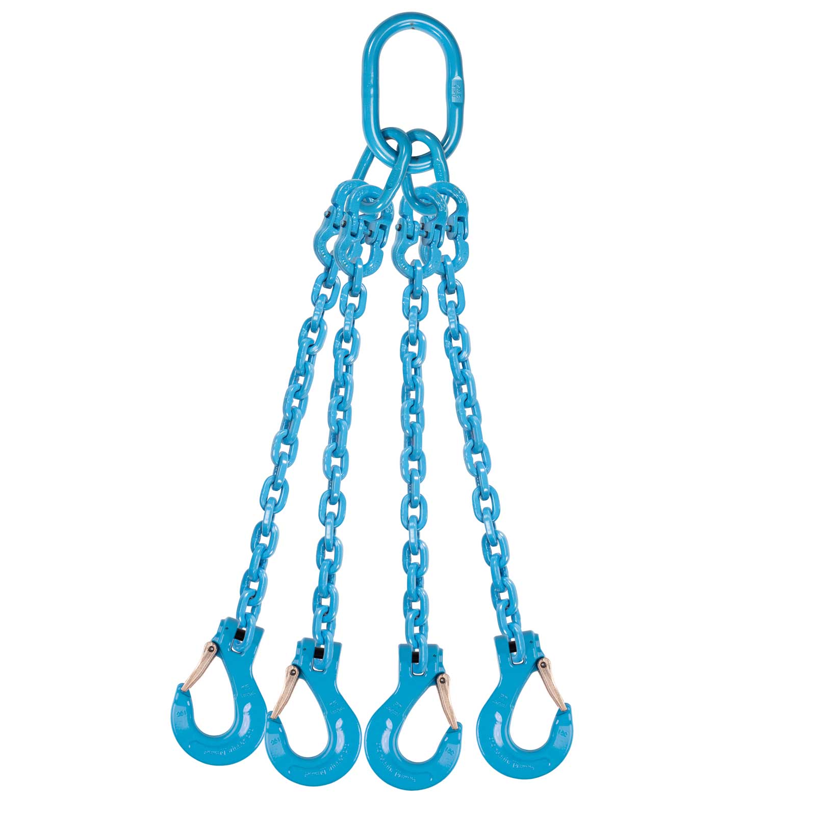 3/8" x 8' - Pewag 4 Leg Chain Sling w/ Sling Hooks - Grade 120