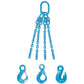 3/8" x 3' - Pewag 4 Leg Chain Sling w/ Sling Hooks - Grade 120