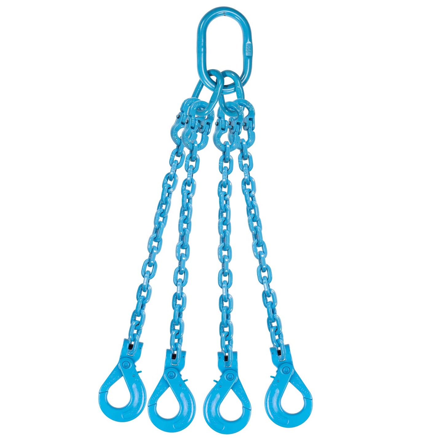 12 inch x 3 foot Pewag 4 Leg Chain Sling w SelfLocking Hooks Grade 120