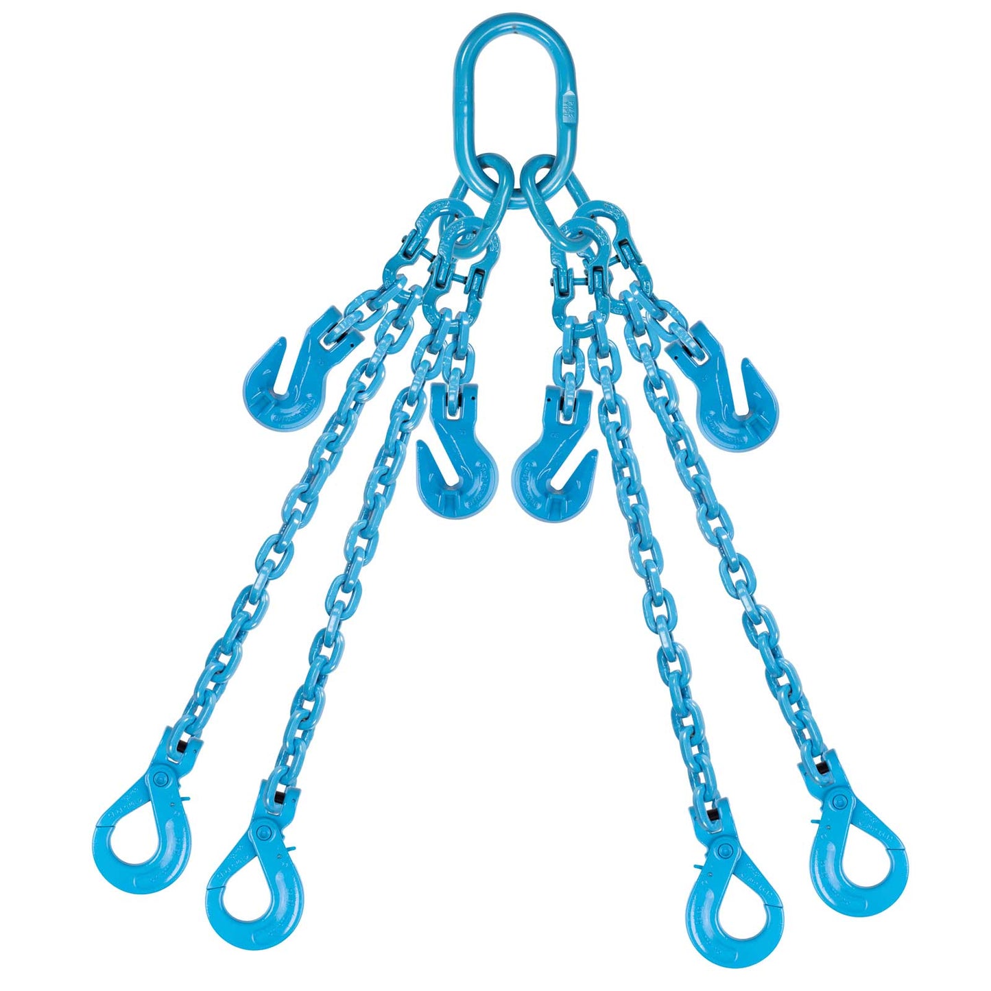 932 inch x 10 foot Pewag Adjustable 4 Leg Chain Sling w SelfLocking Hooks Grade 120