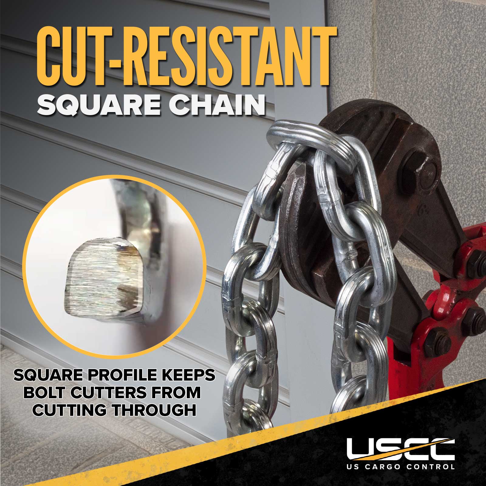 cut resistant security chain due to square profile