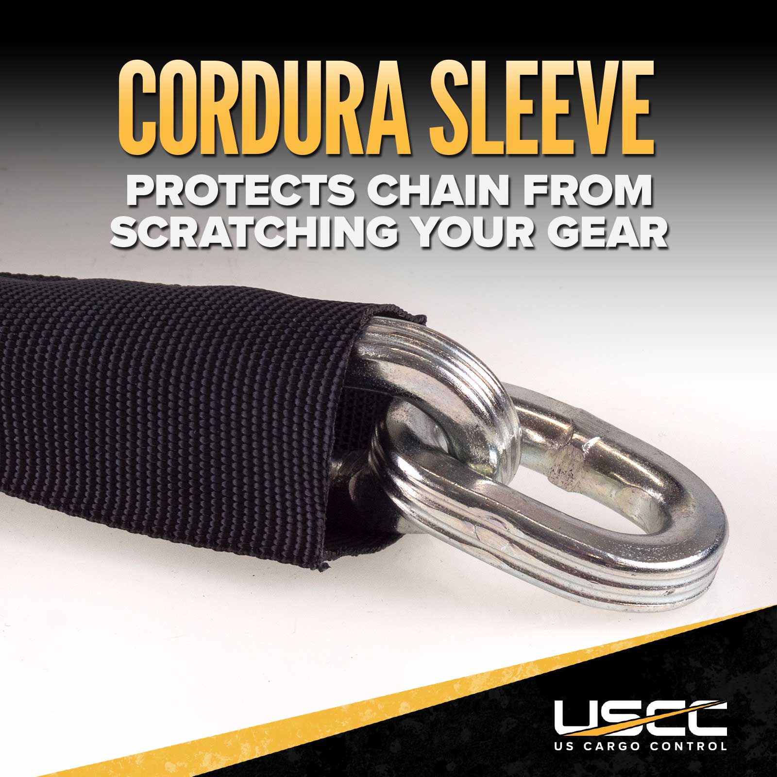 cordura sleeve keeps security chain from scratching gear