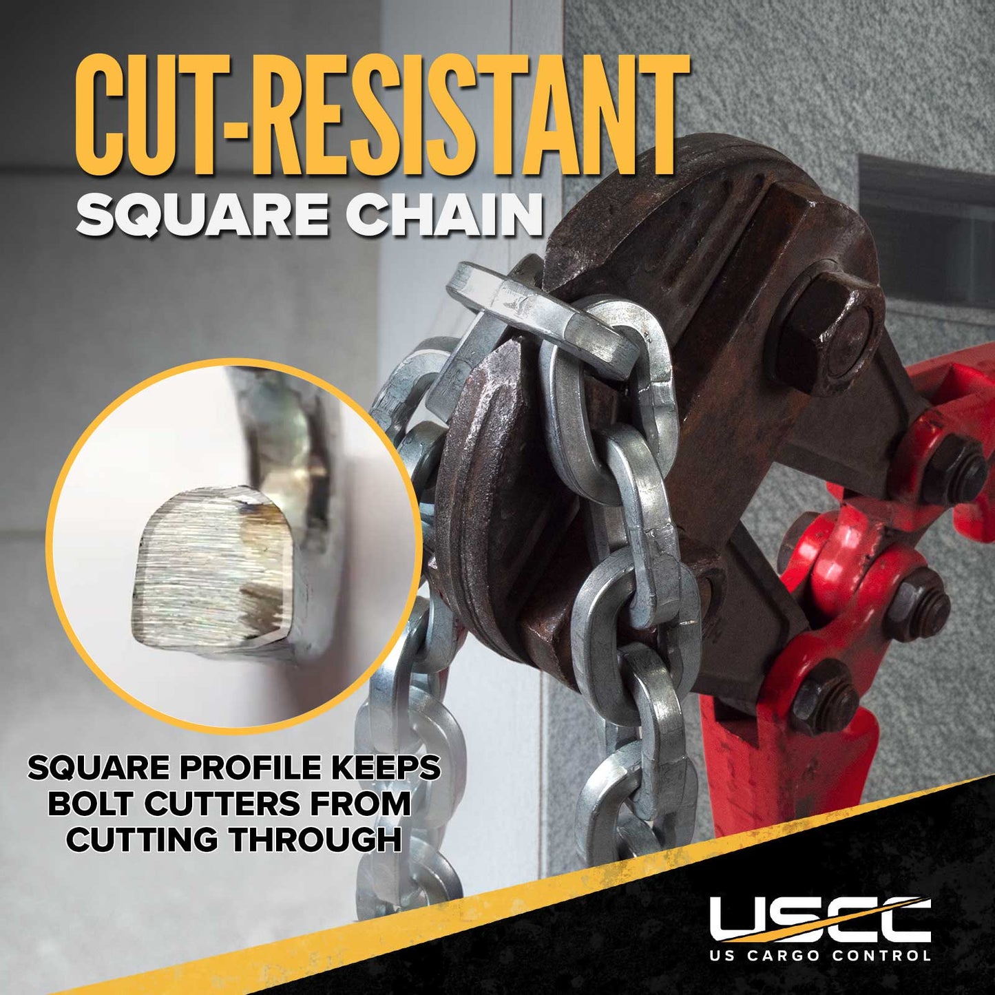 cut resistant security chain due to square profile