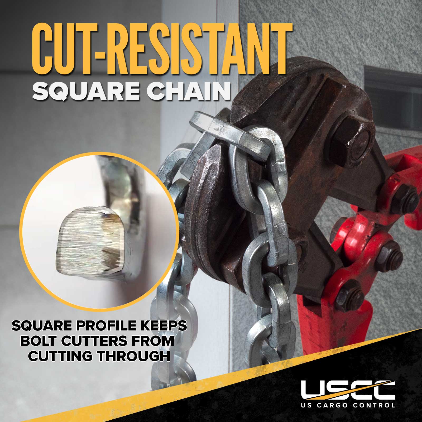 cut resistant security chain due to square profile