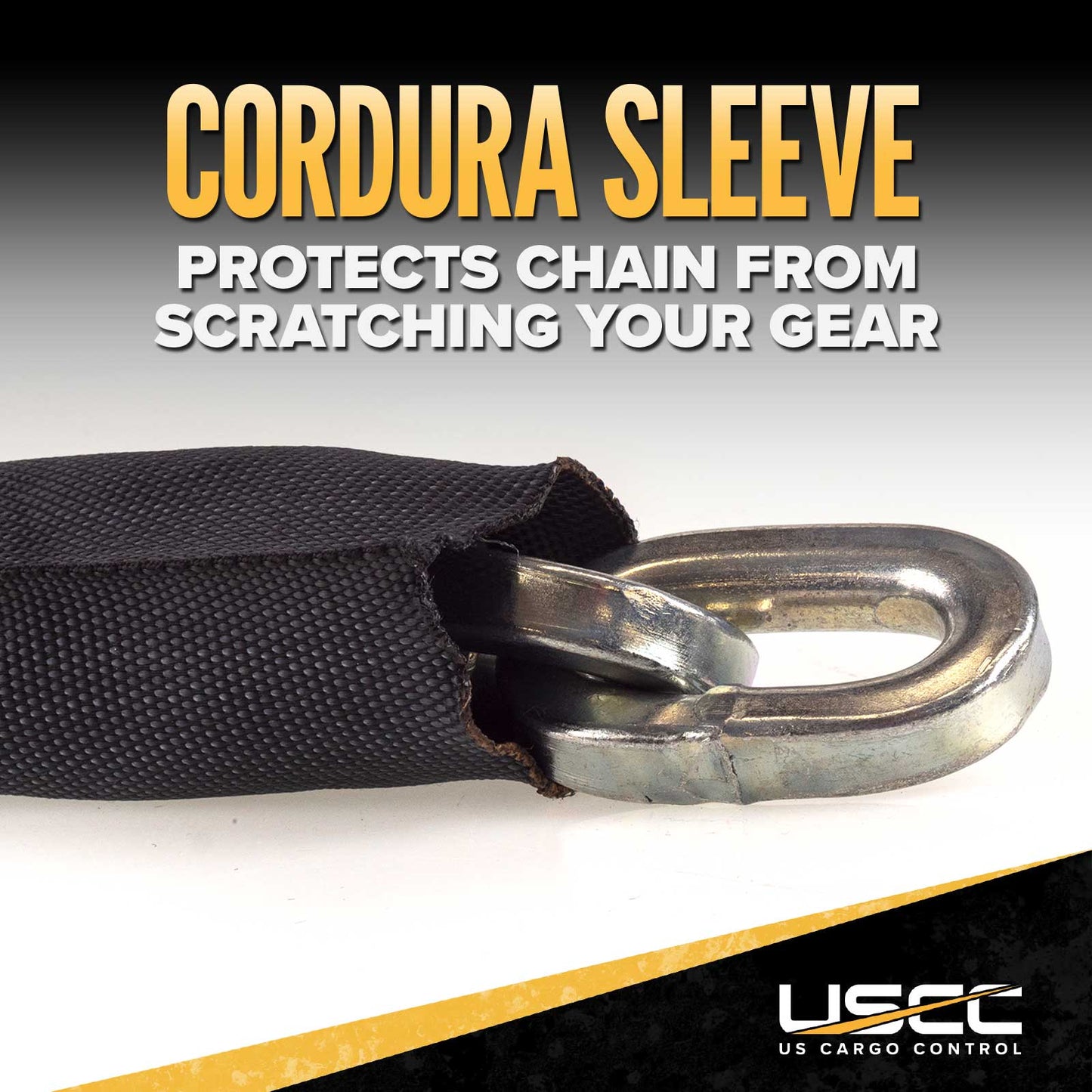 cordura sleeve keeps security chain from scratching gear