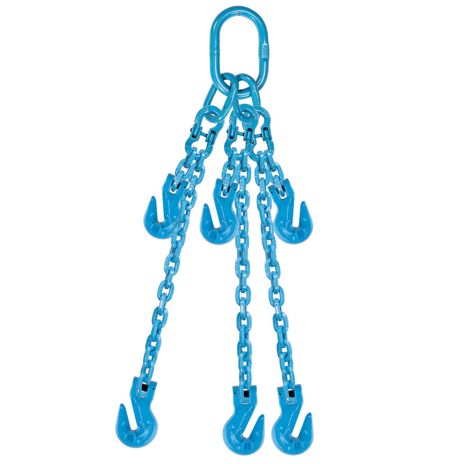 3/8" x 20' - Pewag  Adjustable 3 Leg Chain Sling w/ Grab Hooks - Grade 120