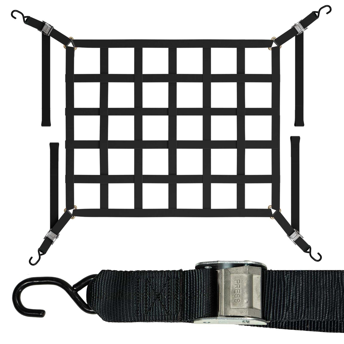 42" x 50" Short Bed Pickup Truck Cargo Net with Cam Buckles & S-Hooks