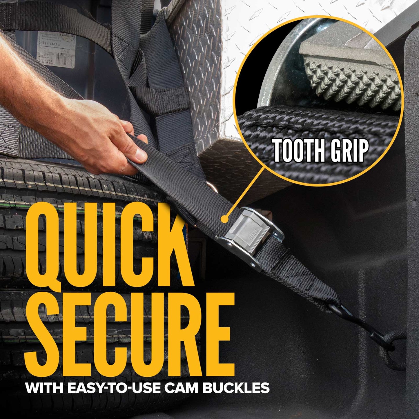 42" x 50" Short Bed Pickup Truck Cargo Net with Cam Buckles & S-Hooks