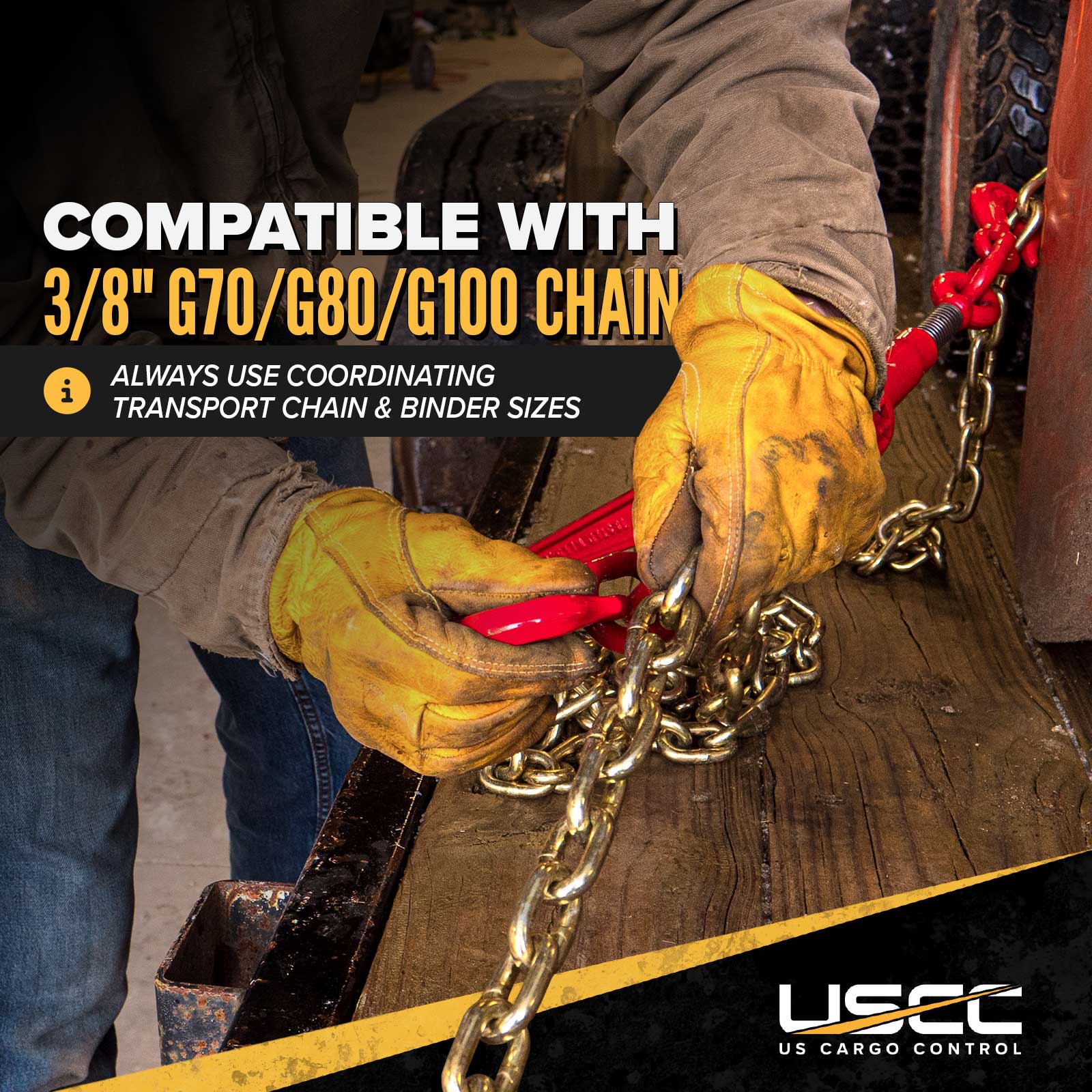 US Cargo Control Ratchet Load Binders (4-Pack) - For 3/8" Grade 70 & 1/2" Grade 43 Chain, 9,200 Lbs WLL