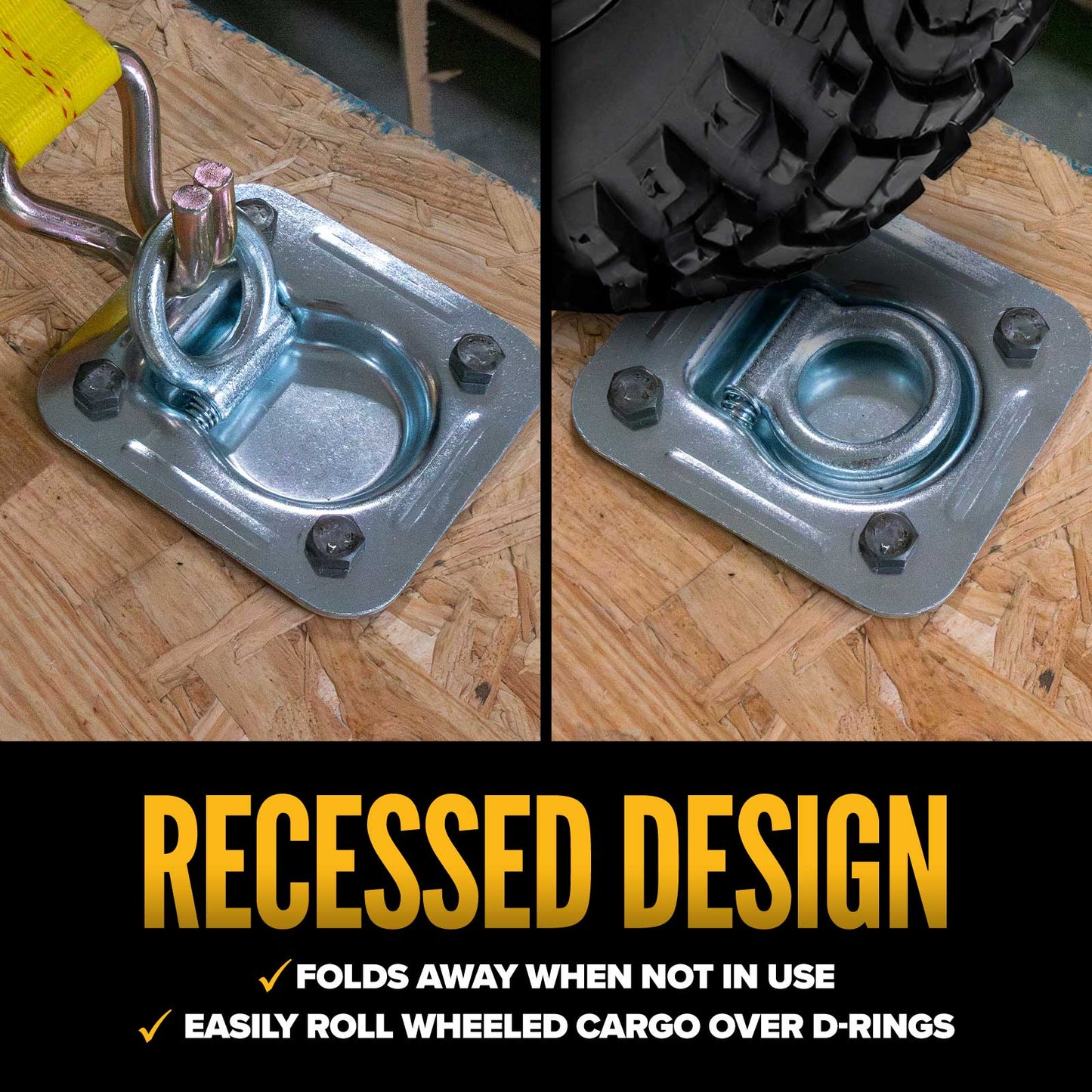 Bolt-On Recessed D-Ring Kit with Backing Plate - 5,000 lbs. BS