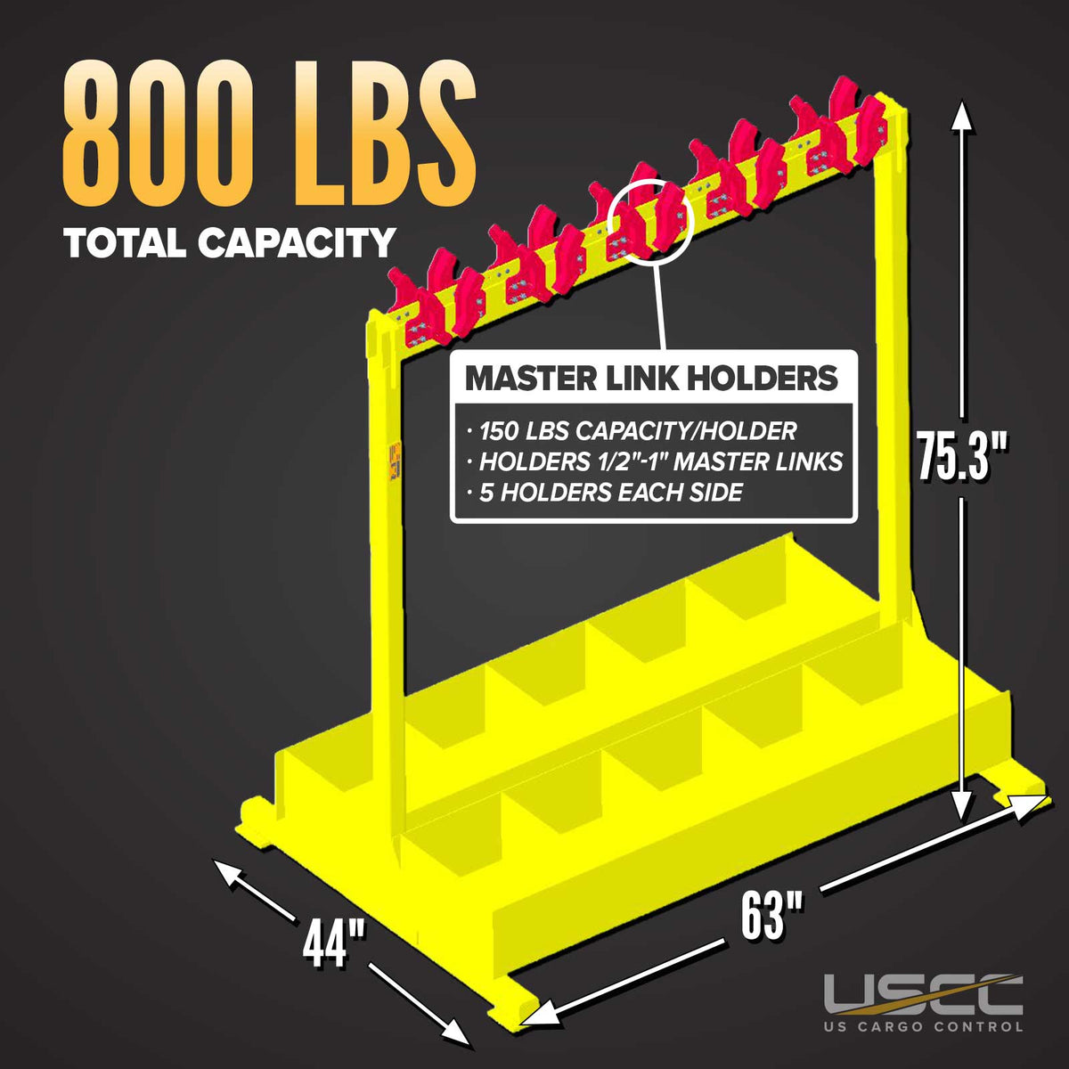 M&W Rigging Rack with Master Link Holsters and Casters - 800 lbs. Cap.