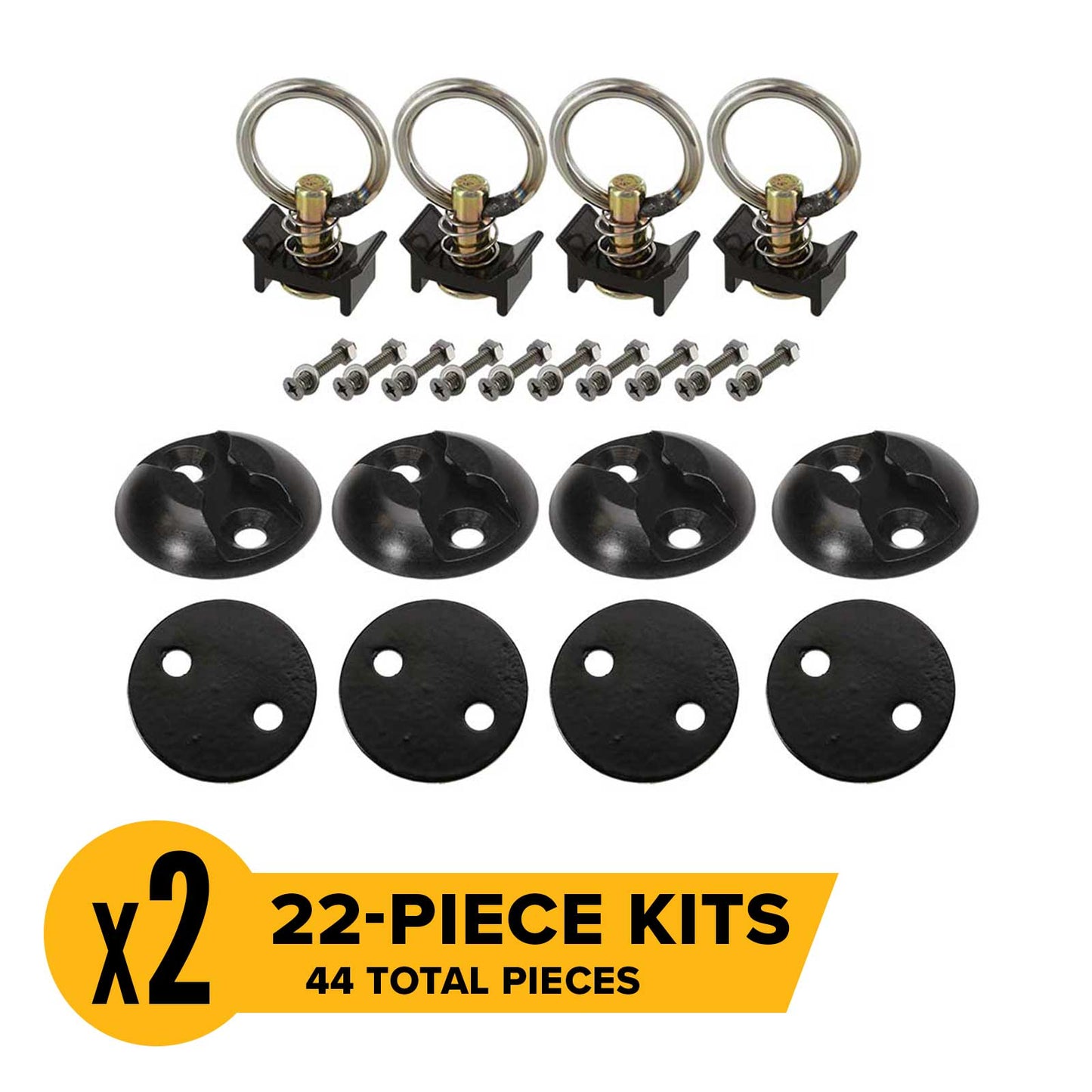 2" Round Anchor Point Tie Down Kit - Black | 2-Pack Image 1 of 7