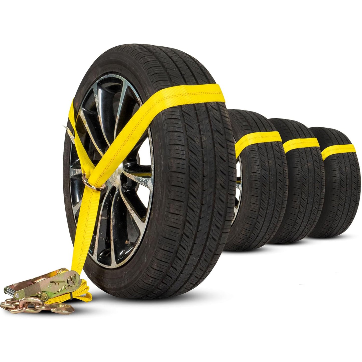 Side Mount Wheel Net w/ Ratchet & Chain Extension - 4 Pack