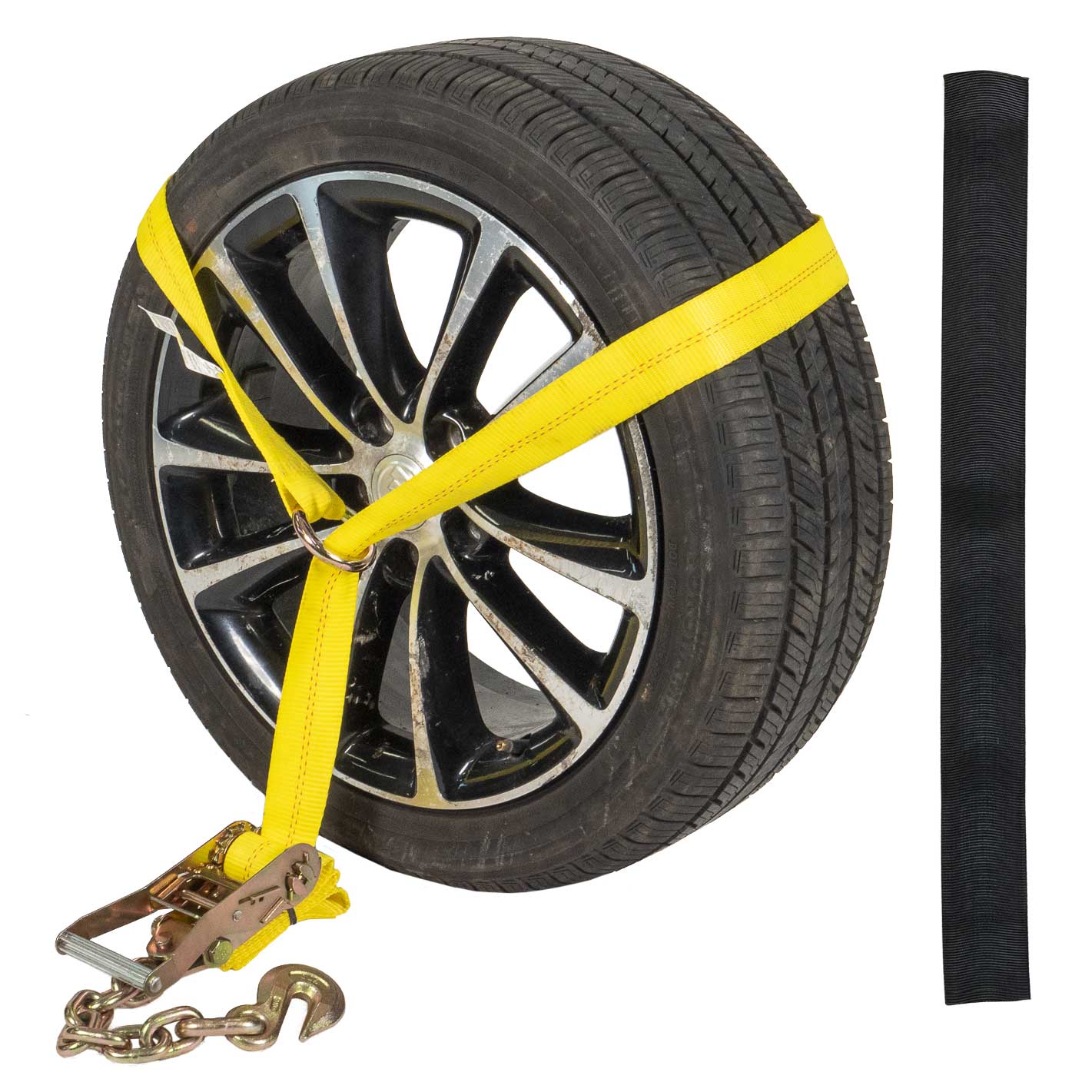 Side Mount Wheel Net with Ratchet and Chain Extension | 2' Cordura Wear Sleeve Included