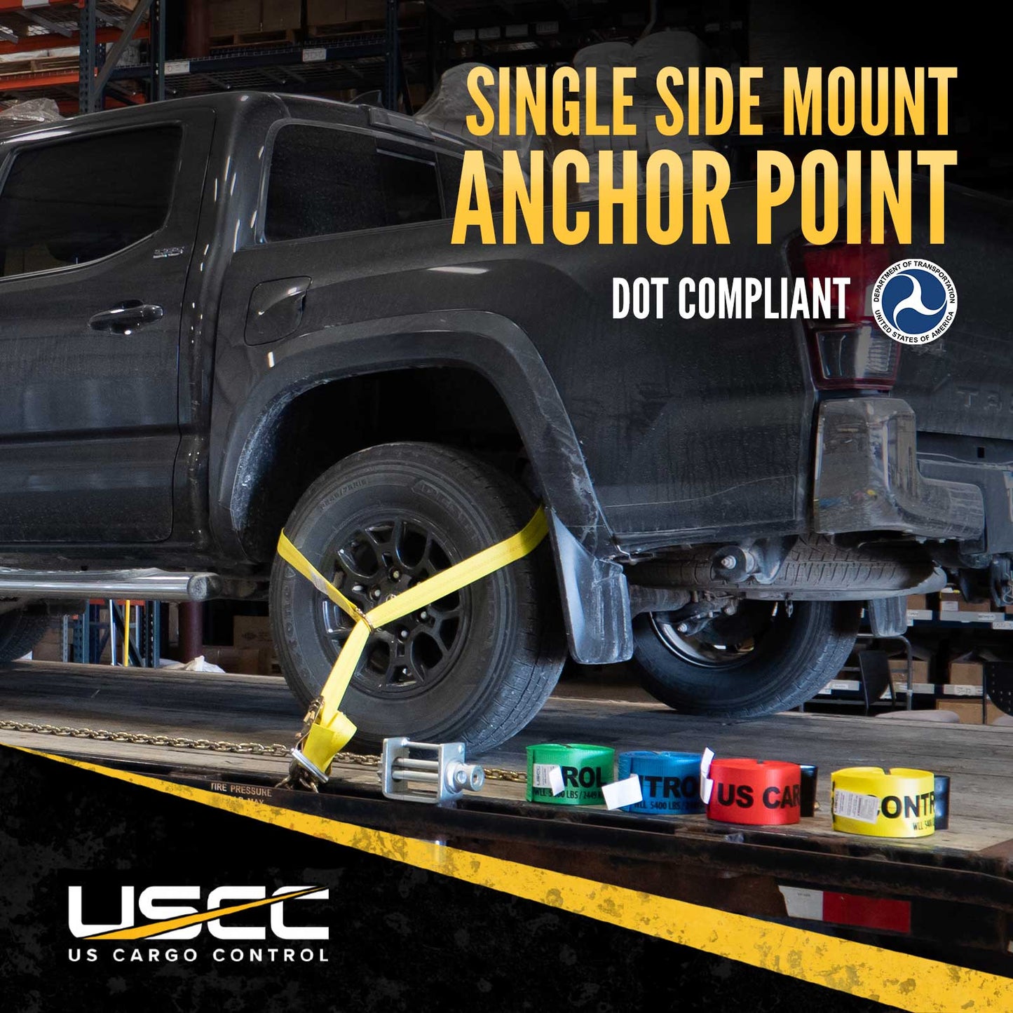 Side Mount Wheel Net with Ratchet and Chain Extension | 2' Cordura Wear Sleeve Included