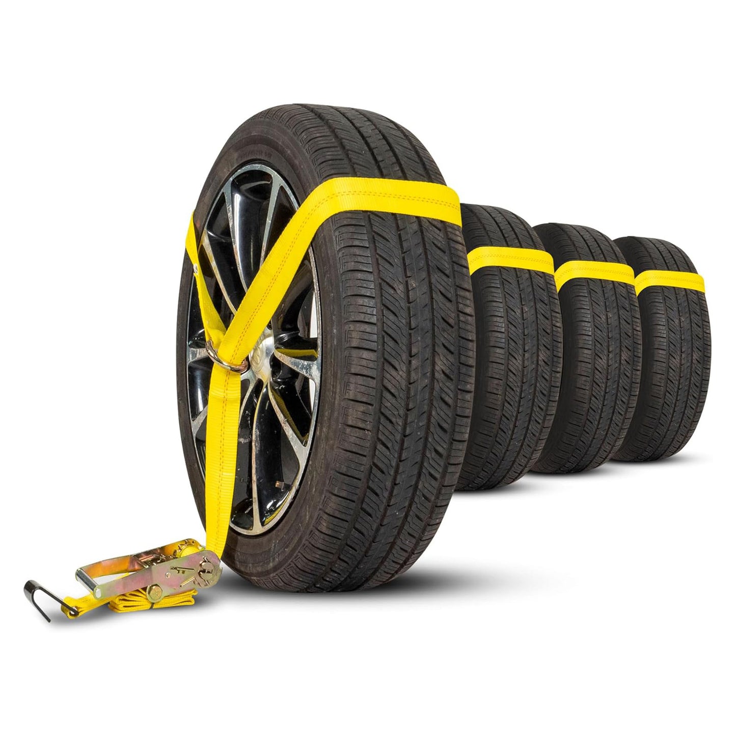 Side Mount Wheel Net with Ratchet and Flat Hook - 4 pack