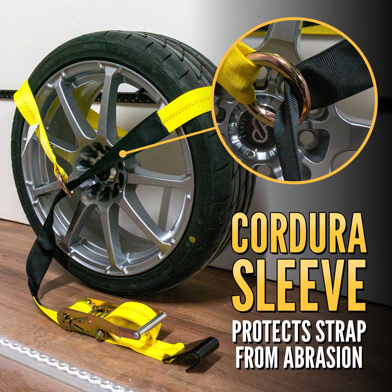 Side Mount Wheel Net with Ratchet and Flat Hook | 2' Cordura Included