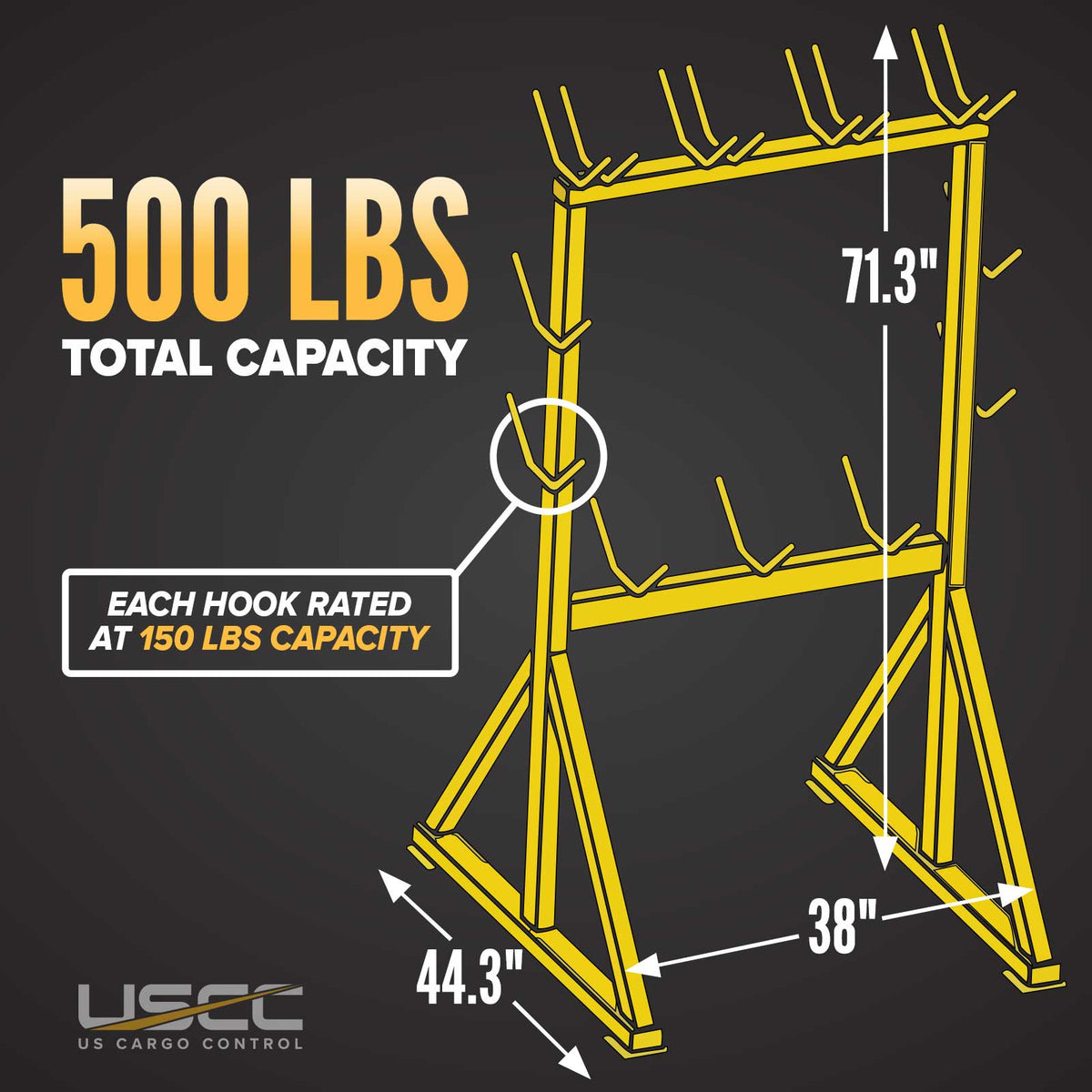 M&W 72" x 38" Single Frame Rigging Rack with Casters - 500 lbs. Cap.