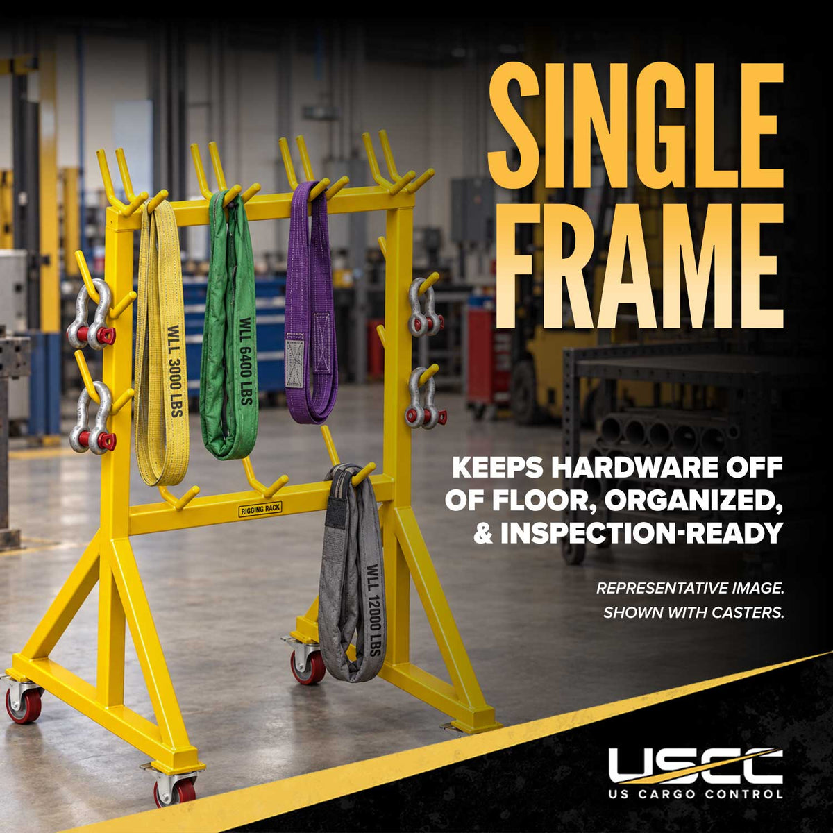 M&W 72" x 38" Single Frame Rigging Rack with Casters - 500 lbs. Cap.