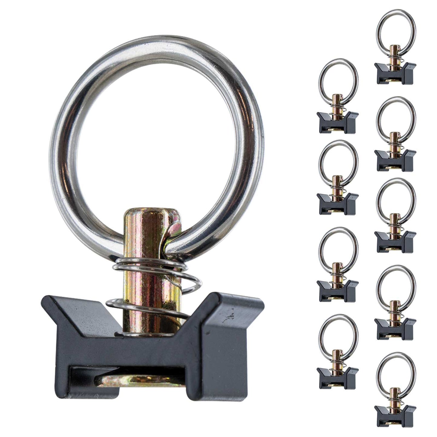 Single Stud Fitting w/ Stainless Steel Round Ring - Black | 4,000 lbs. BS | 10-Pack Image 1 of 10