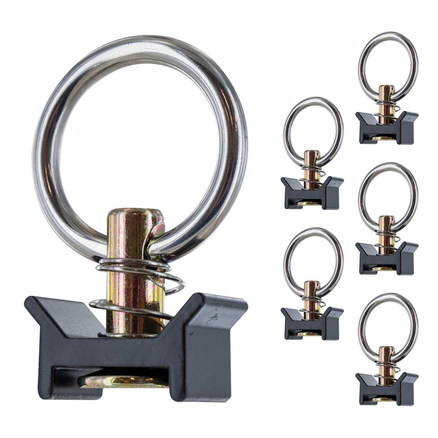 Single Stud Fitting w/ Stainless Steel Round Ring - Black | 4,000 lbs. BS | 6-Pack Image 1 of 10