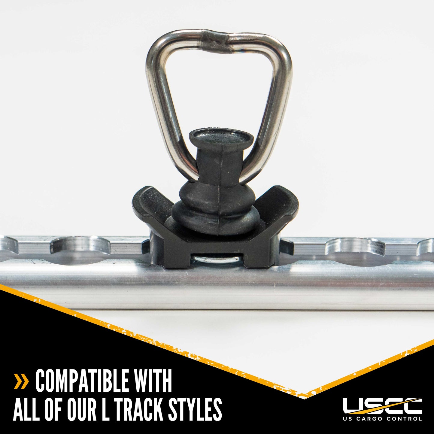 Single Stud L-Track Fitting w/ D Ring - Black - 4 Pack