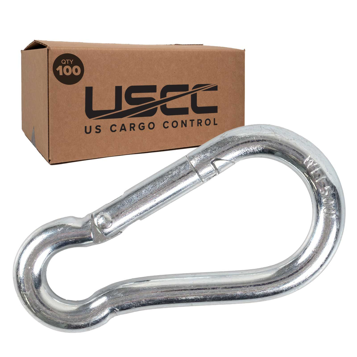 3-1/8" Length Snap Hook Carabiner | Zinc-Plated | 100 PK