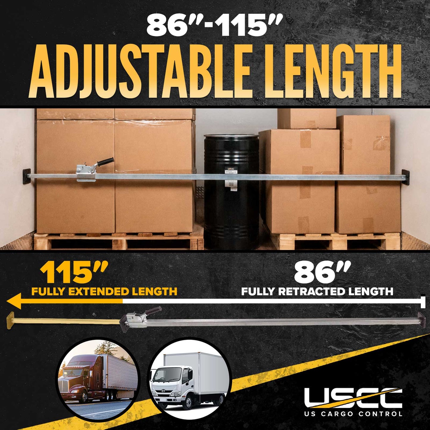 86" - 115" Square Tube Jack Bar - Steel
