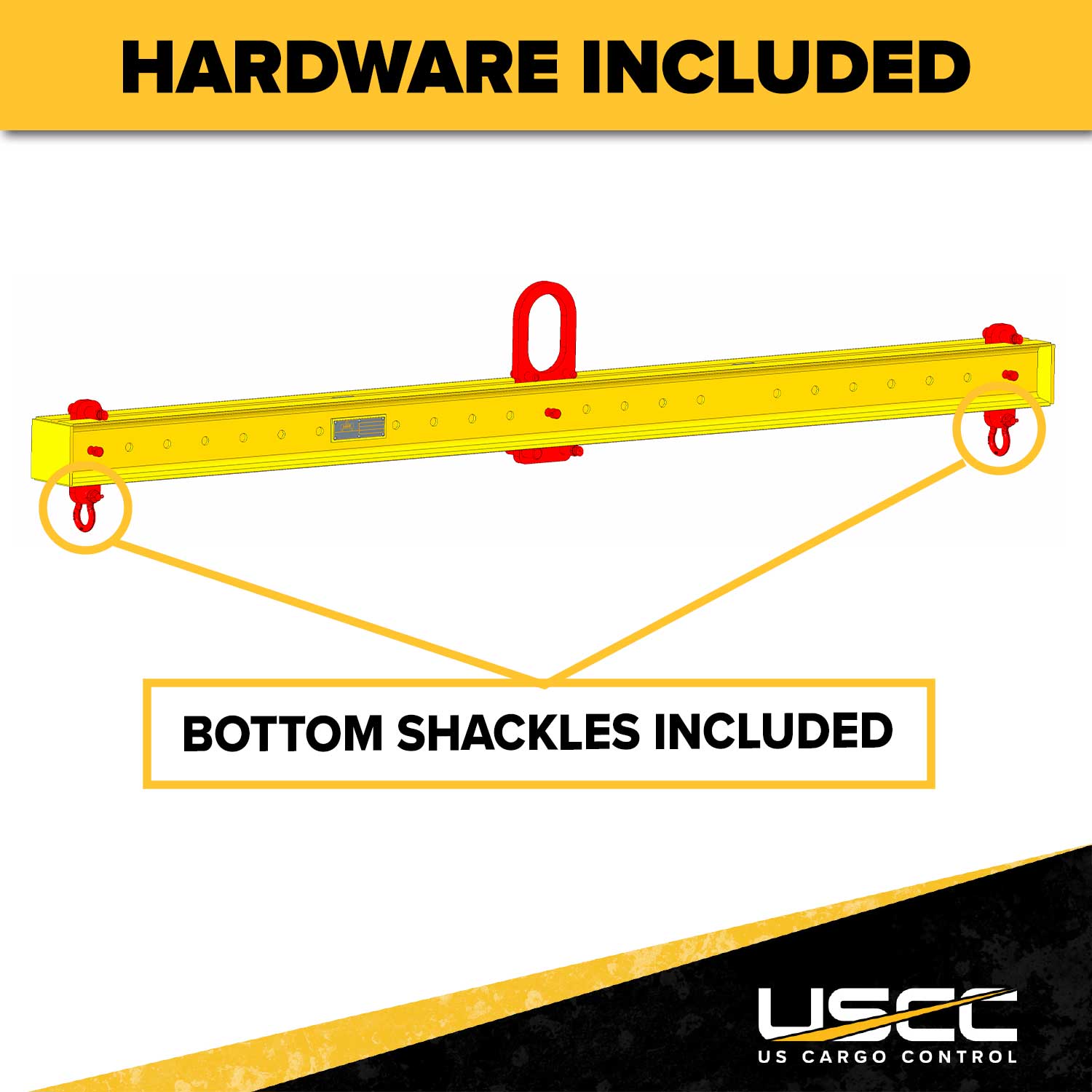 Standard Adjustable Lifting Beam w/ Shackles - 2,000 lb Capacity