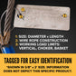 18' 3/4" wire rope sling tagged for easy identification