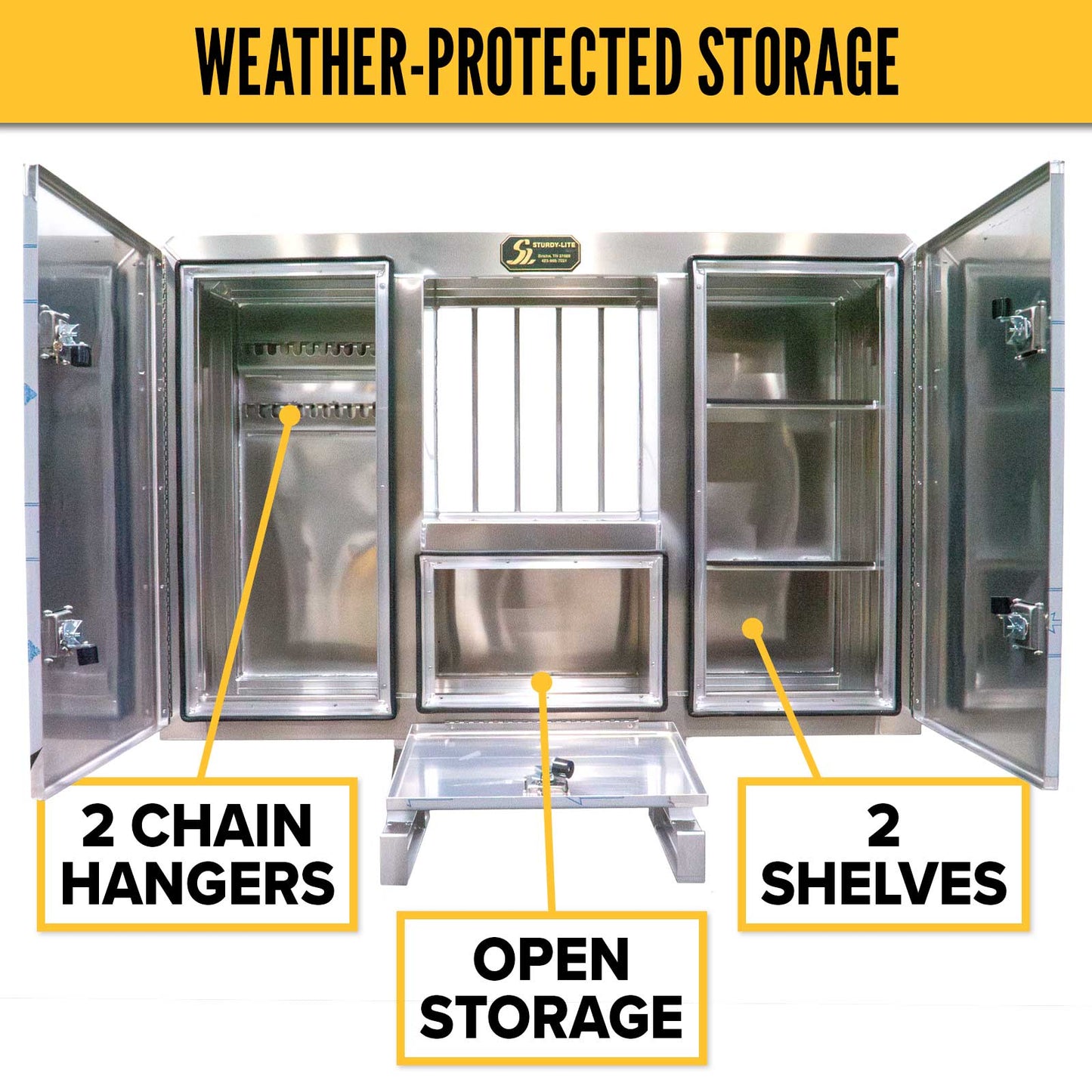 68" x 80" 3-Door Split Enclosed Headache Rack | Bar Window | Straight Frame Mounting Kit