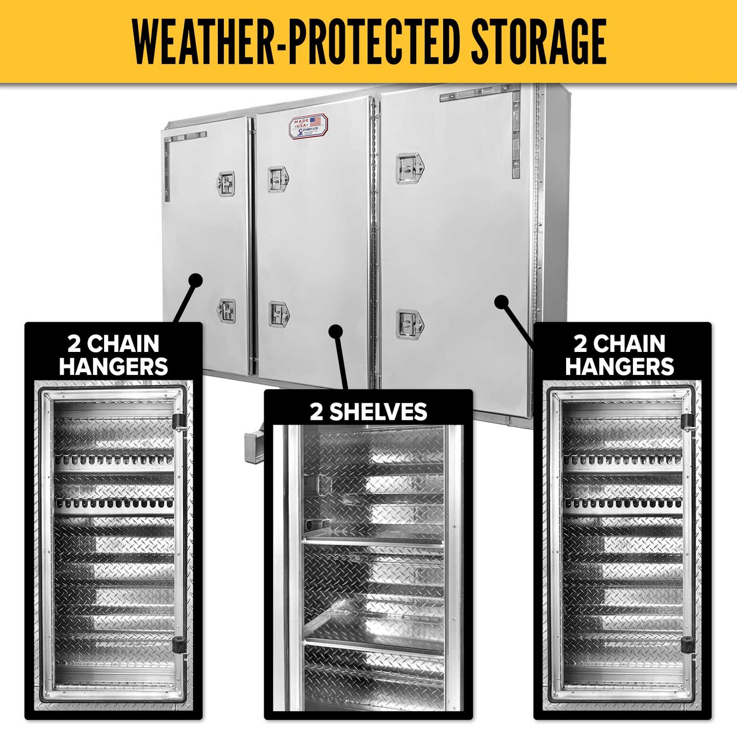 68" x 80" 3-Door Enclosed Headache Rack | Straight Frame Mounting Kit
