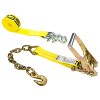 6' tow truck strap -  tow strap with RTJ cluster hook and chain end