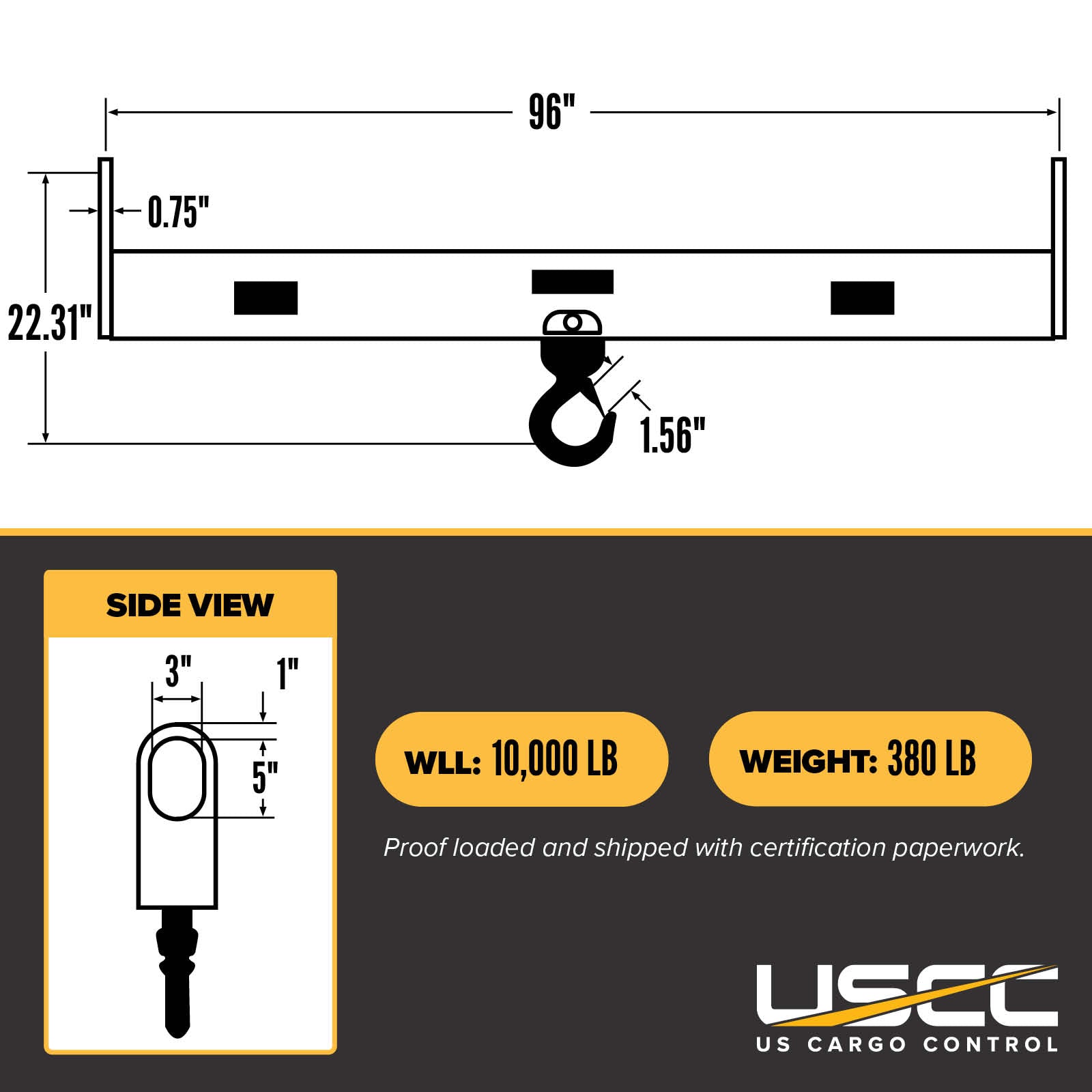 M&W 16444 twin hoist lifting beam specs