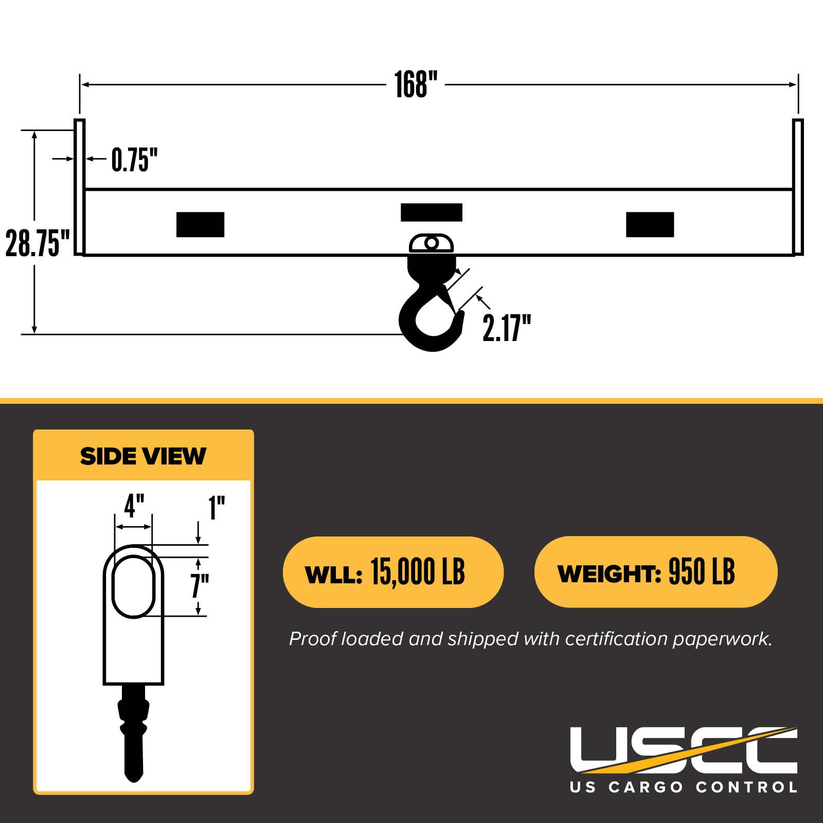 M&W 16455 twin hoist lifting beam specs