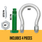1-1/8" Van Beest Green Pin® Bolt Type Wide Mouth Towing Shackle | G-4263 - 8.5 Ton parts of a shackle