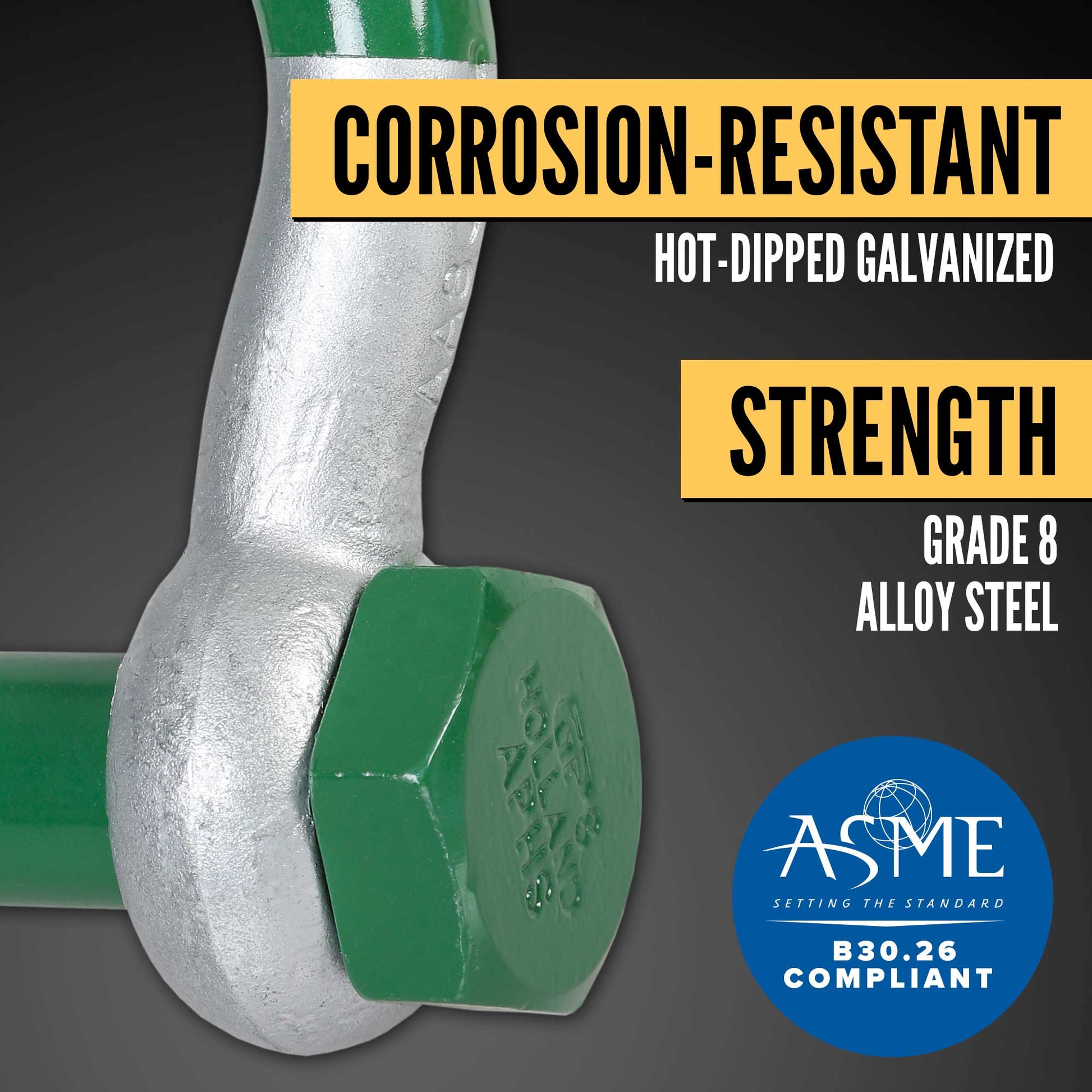 1" Van Beest Green Pin® Bolt Type Anchor Super Shackle | G-5263 - 12.5 Ton shackle construction