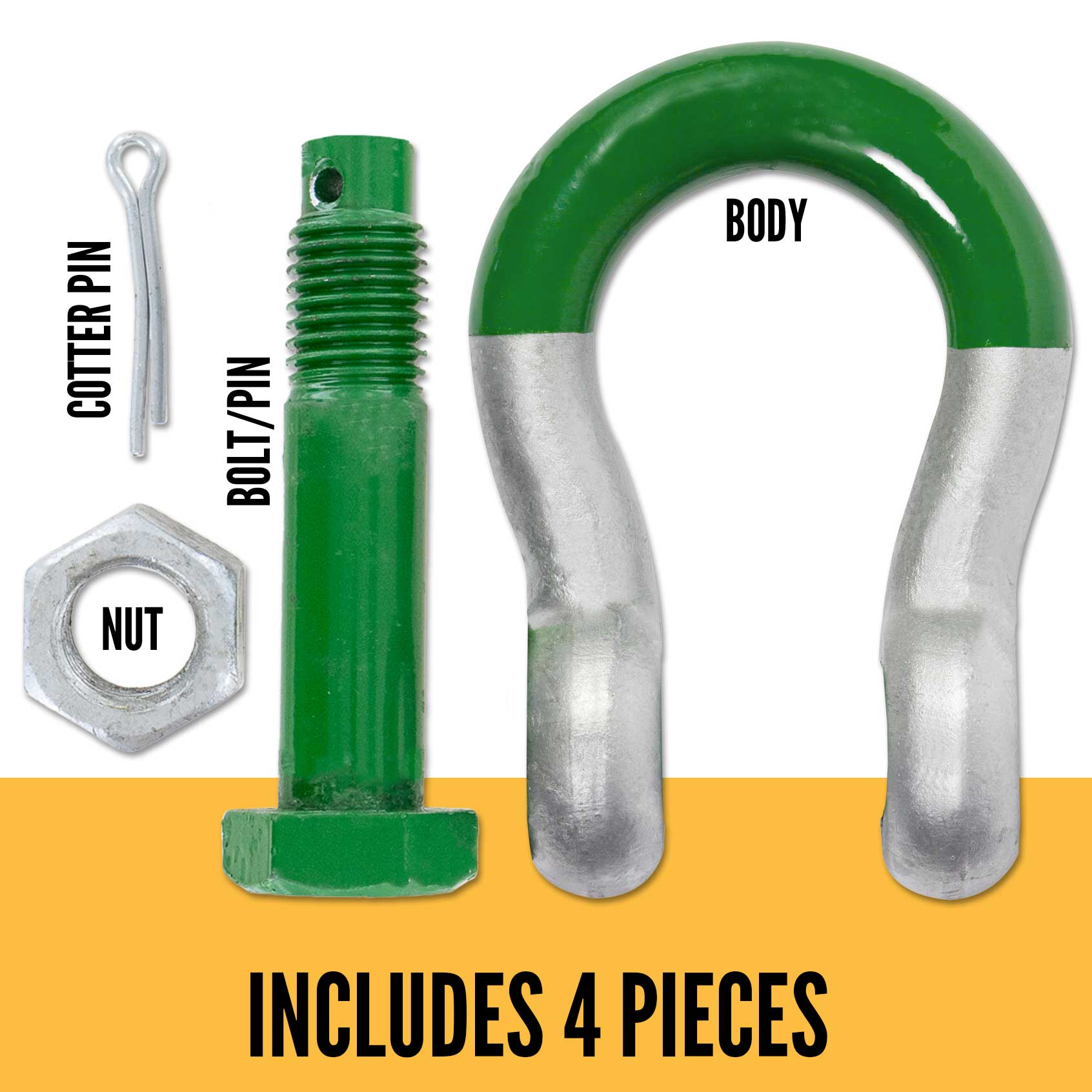 3" Van Beest Green Pin® Bolt Type Anchor Super Shackle | G-5263 - 120 Ton parts of a shackle