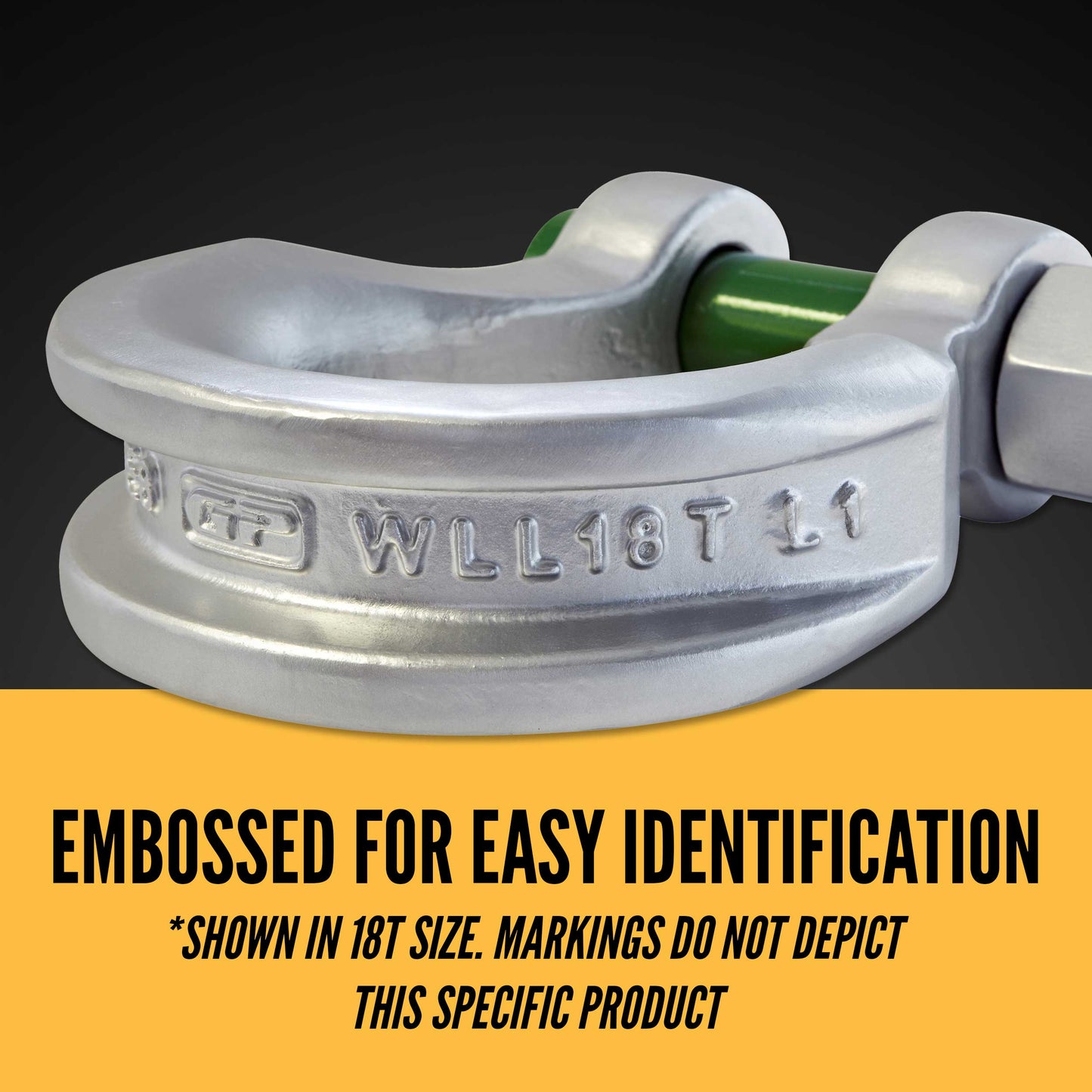 Van Beest Green Pin Bolt Type Wide Body Sling Shackle | P-6033 - 75 Ton embossed for easy identification
