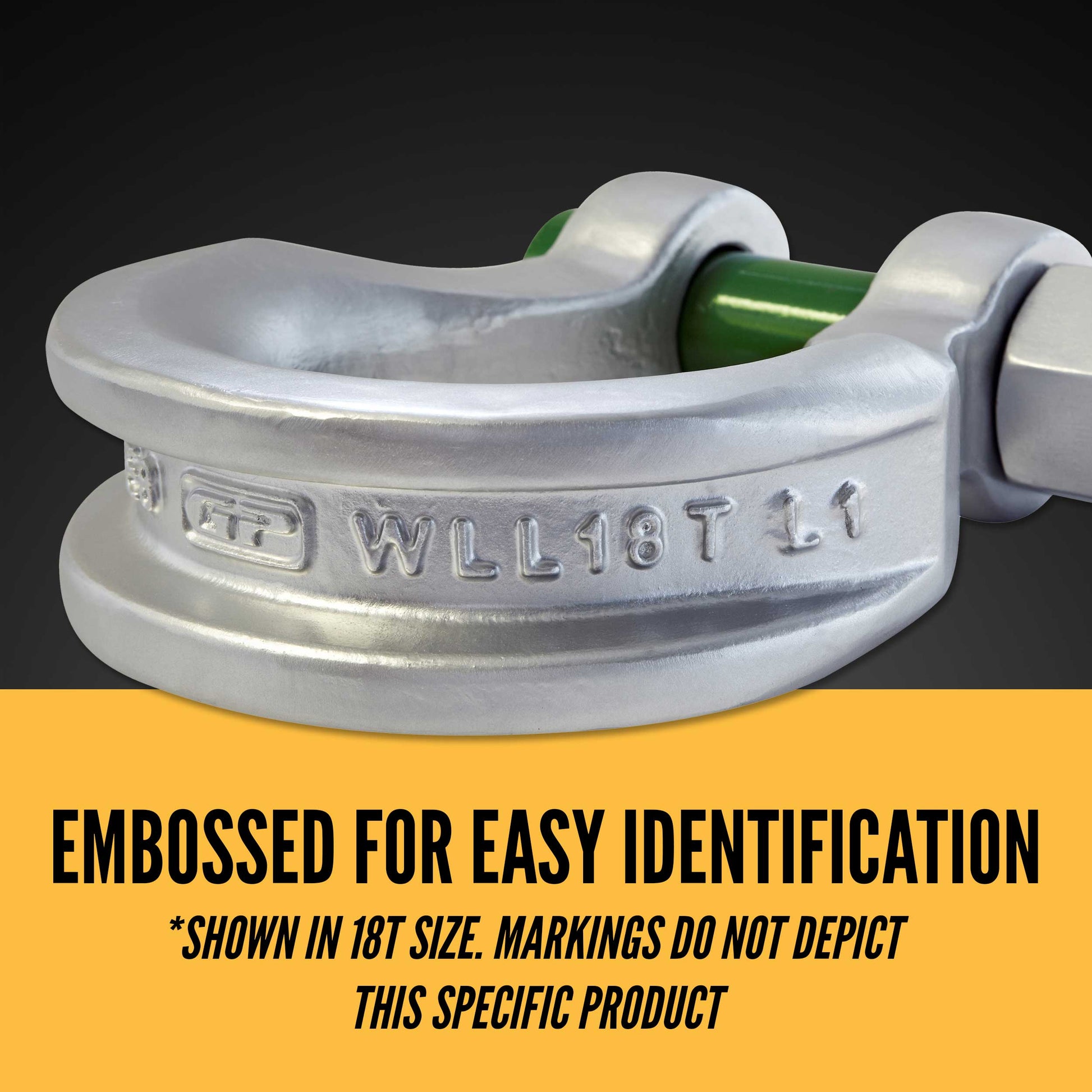 Van Beest Green Pin Bolt Type Wide Body Sling Shackle | P-6033 - 500 Ton embossed for easy identification