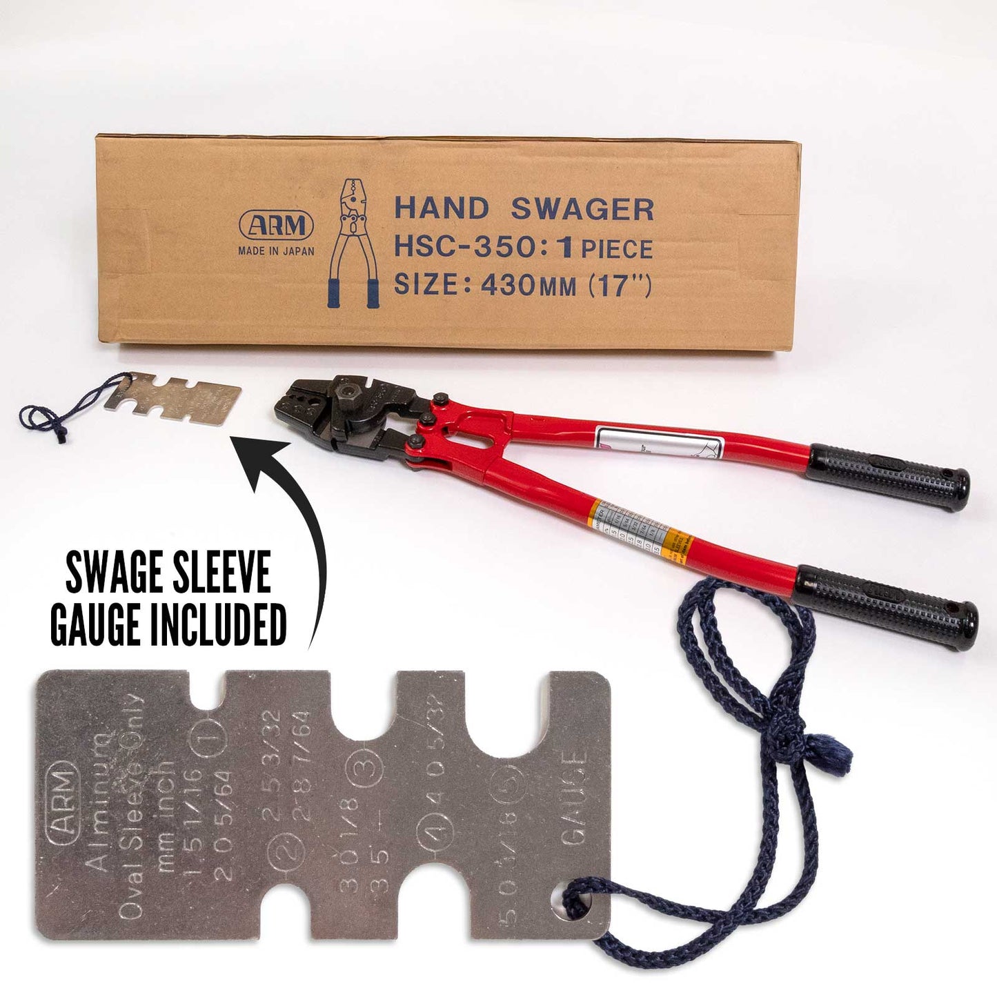 HSC-350 Steel Cable Swaging Tool | For 1/16", 3/32", 3/16" Aluminum Sleeves