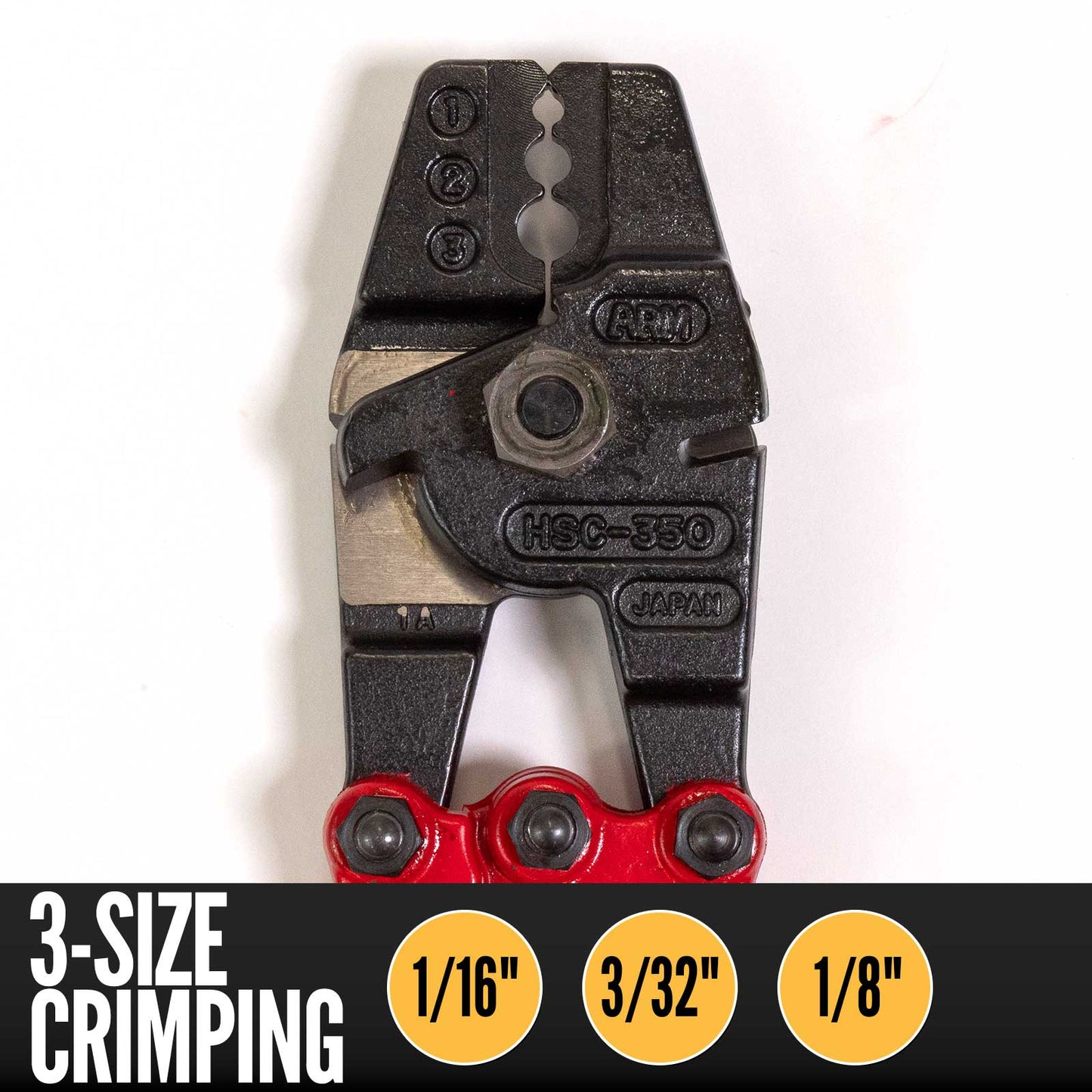 HSC-350 Steel Cable Swaging Tool | For 1/16", 3/32", 3/16" Aluminum Sleeves